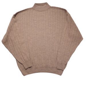Methode Merino Wool Sweater Long Sleeve Brown Men Large Ribbed High Neck